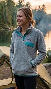 Patagonia Women Re-Tool SnapT Fleece Pullover Tailored Grey Emerald L Gorpcore